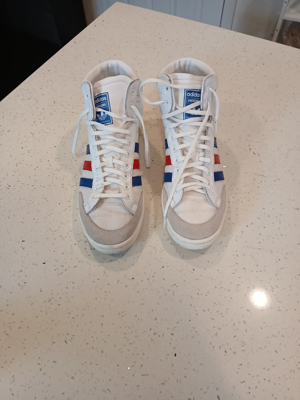 Size 11 - Adidas Americana High White Royal Scarlet